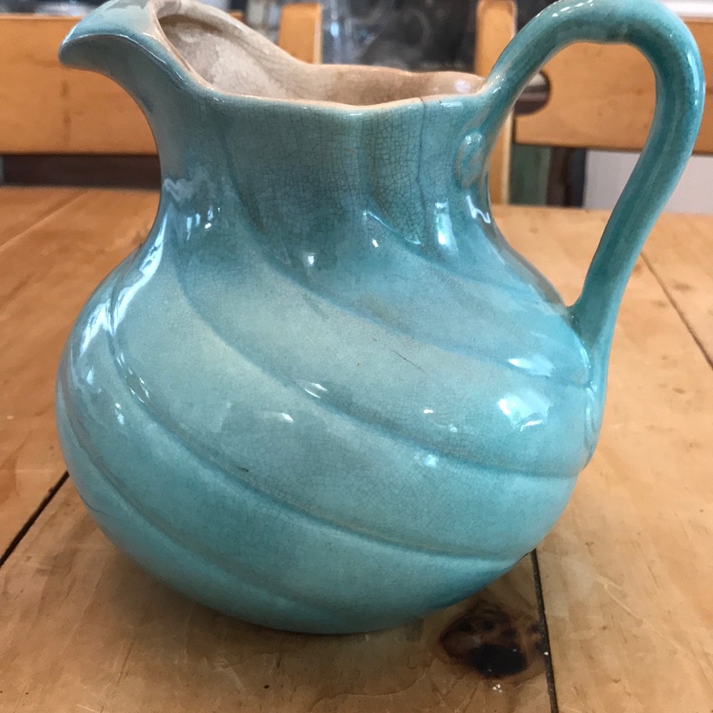 Antique Red Wing Pitcher, Aqua Blue